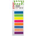 Стикеры закладки клейкие неоновые, 45х12 мм, 200 штук (8 цветов х 25 листов), на пластиковой линейке 12 см,  STAFF (129356)